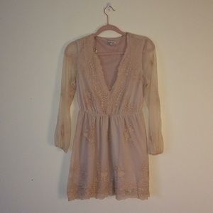 Embroidered Nude Short Dress